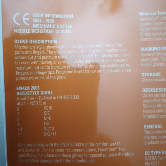 New Hex Armor Elite Needlestick Resistant Men's Size 10/XL Black Gloves #NSR4041 - Picture 9 of 10